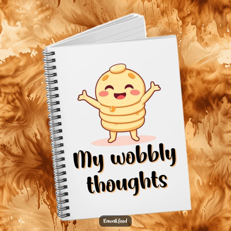 Funny pancake stack notebook in a silly wobble dance, a journal for your thoughts, ideal funny gift.