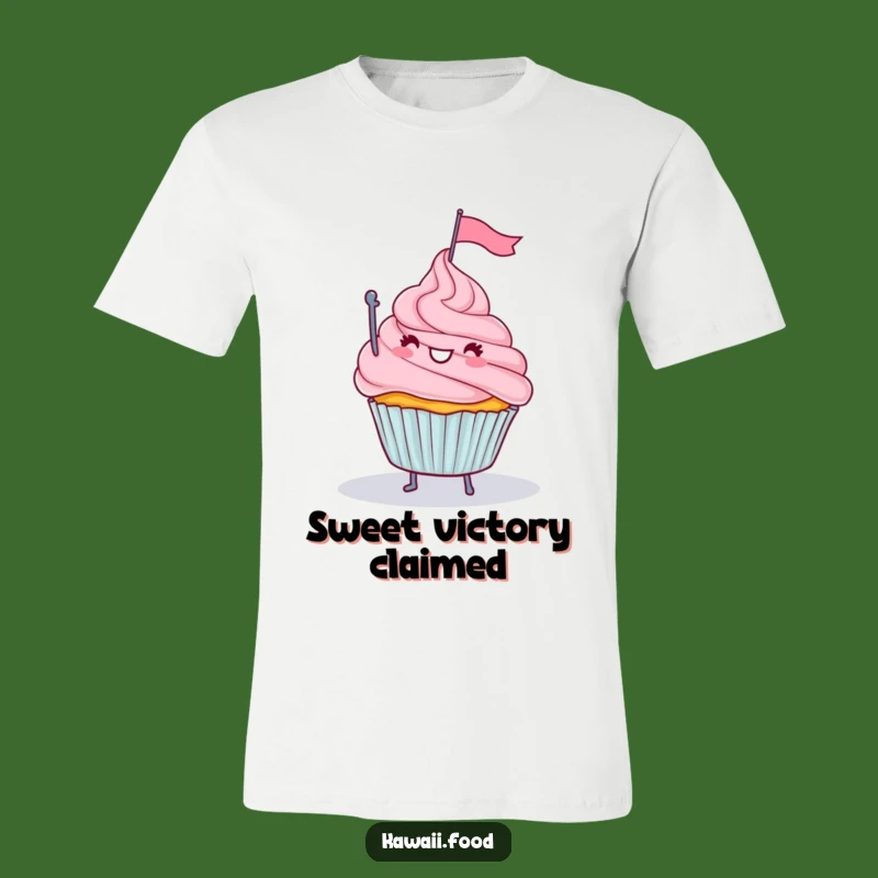 Funny Cupcake Flag Mountain T-Shirt - Comical Dessert Apparel for a Sweet Laugh