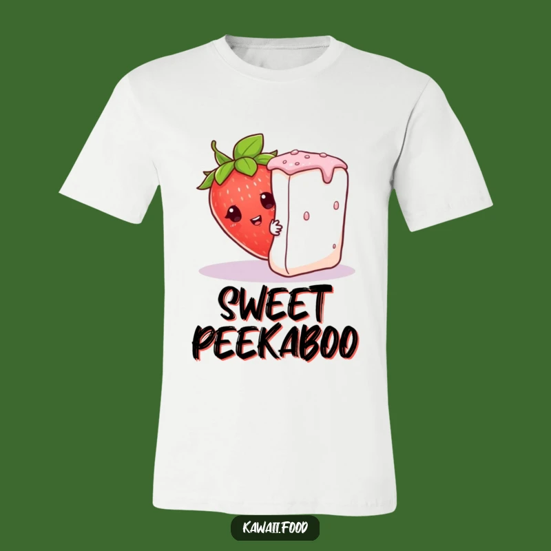 Funny Curious Strawberry T-Shirt: Peeking Character, Hilarious Gift