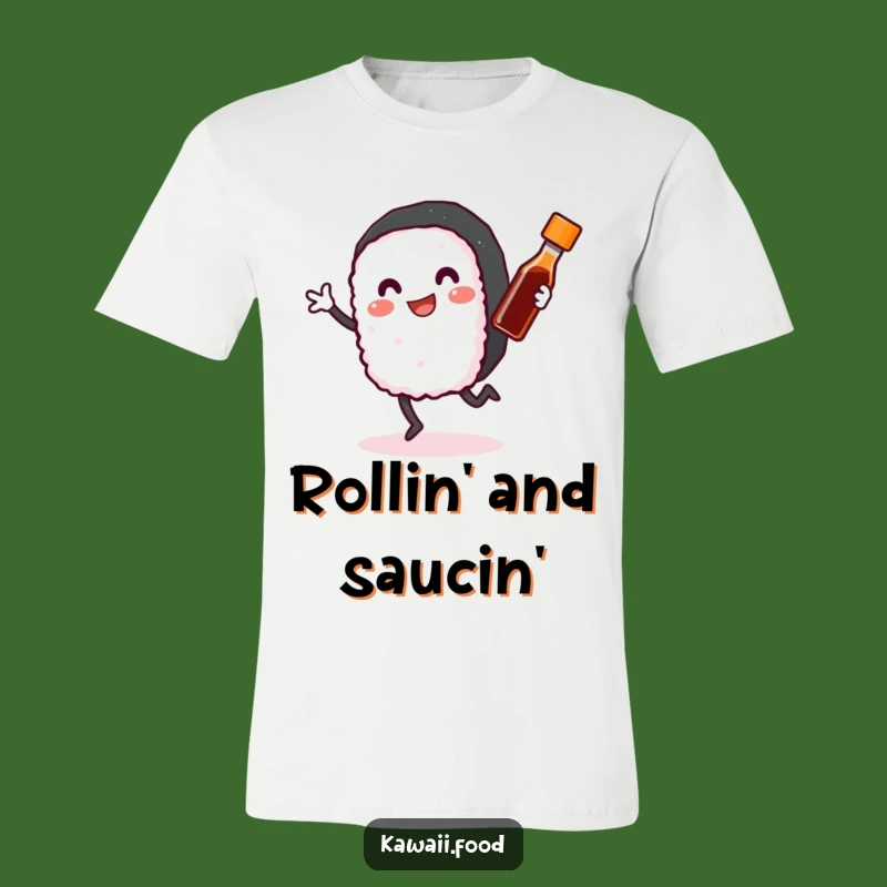 Funny Sushi Roll T-Shirt: Happy Dancer with Soy Sauce - Hilarious Foodie Gift