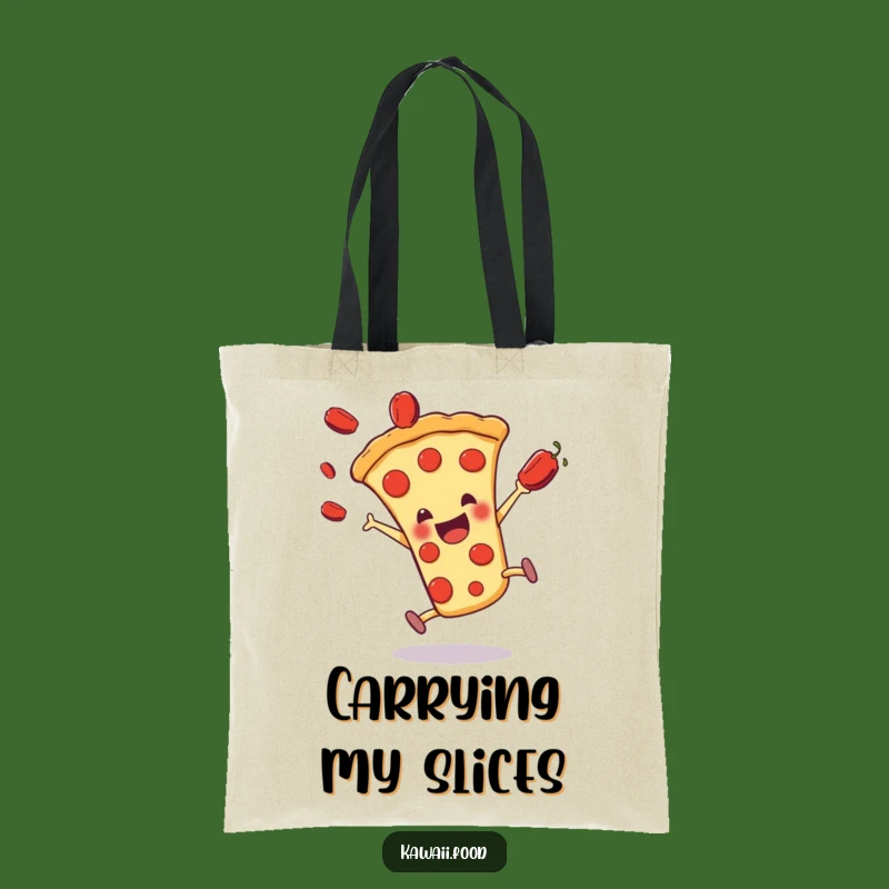 Carry Your Laughs: Funny Pizza Slice Tote Bag - Cartwheel Action, Great Funny Gift