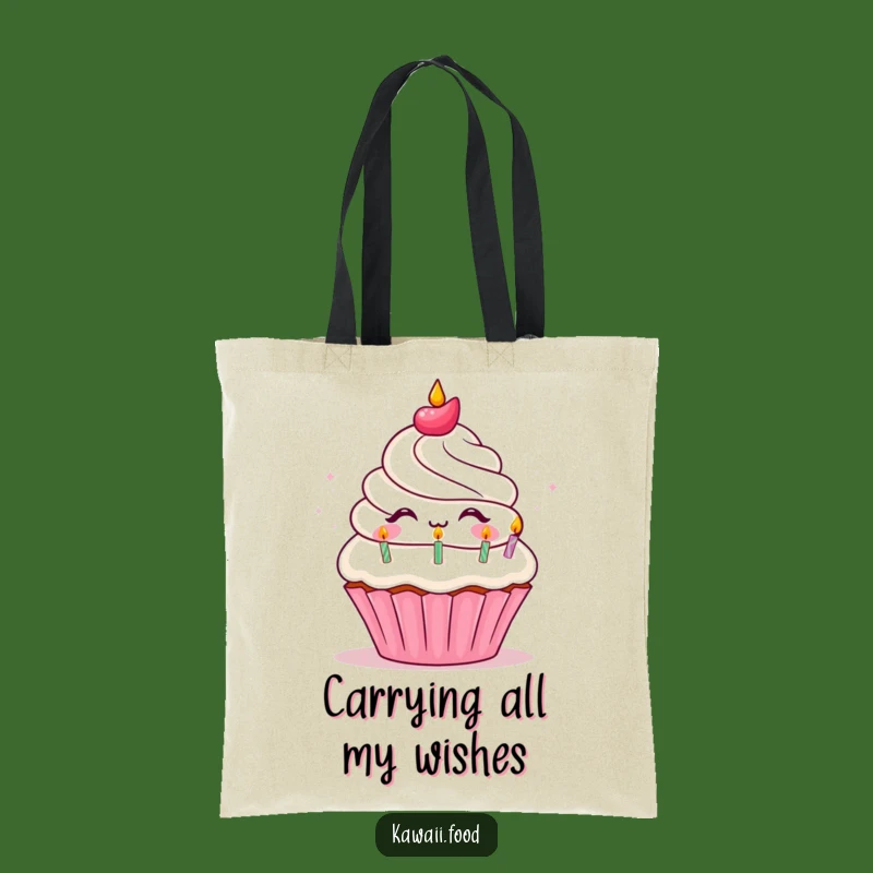 Funny Cupcake Birthday Tote Bag - Delighted Character Blowing Candles, Great Funny Gift!