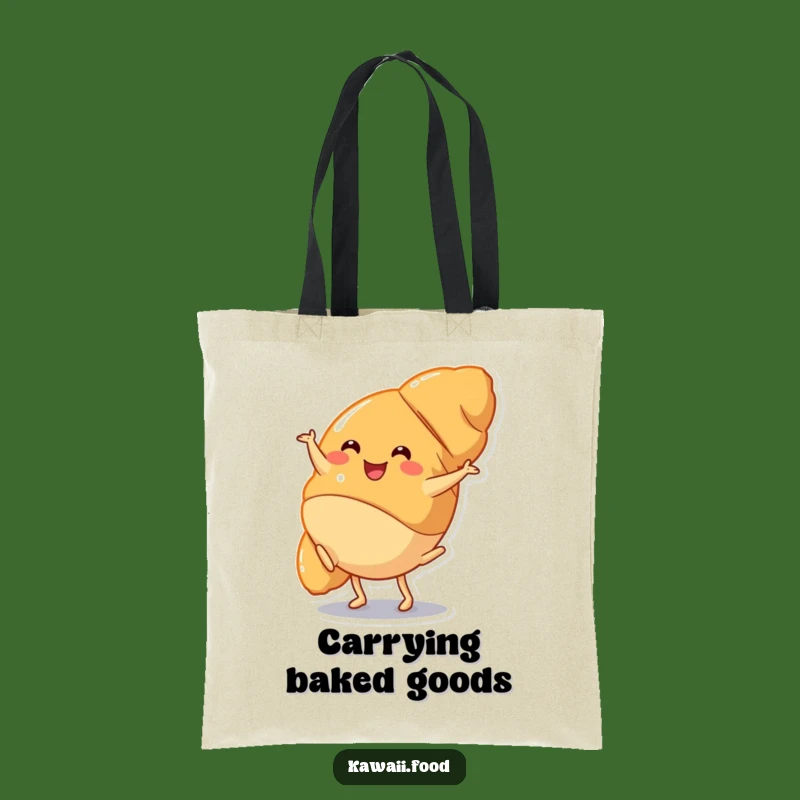 Funny Croissant Cartwheel Tote Bag: Carry Pastry Joy, Delicious Accessory!