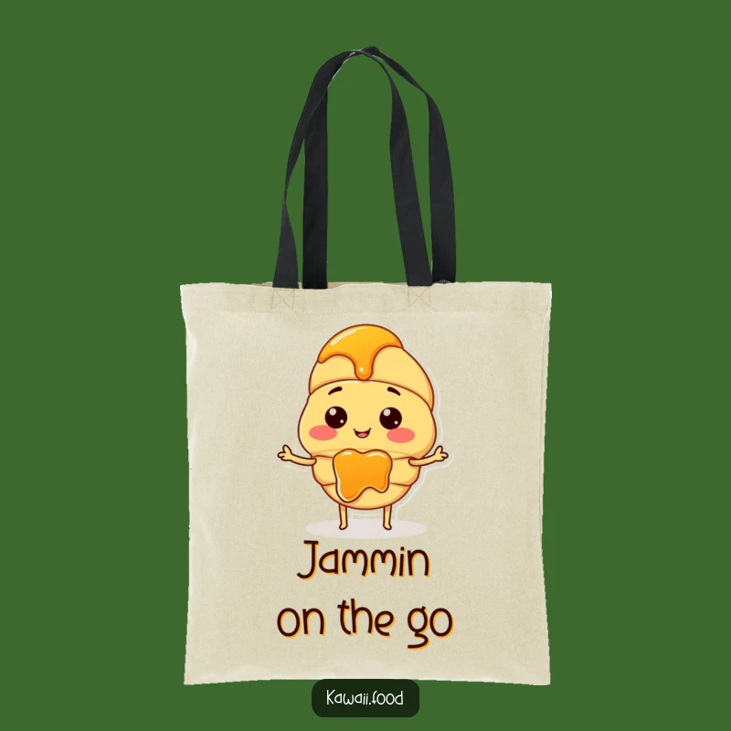 Funny Croissant Jam Tote Bag: Carry Your Essentials with a Smiling Pastry Friend