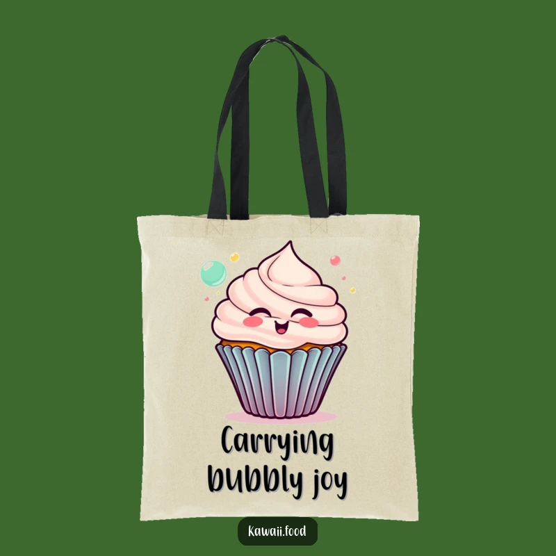 Funny Delighted Cupcake Tote Bag - Bubble Fun, Great Humorous Gift for Everyday