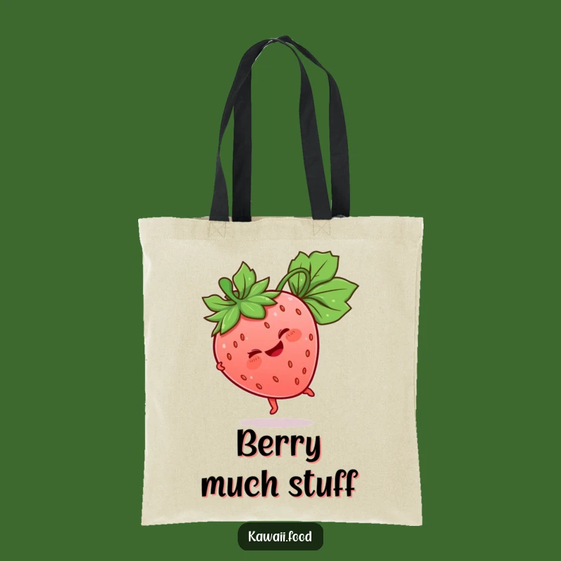 Funny Strawberry Tote Bag: Giggling Cartwheel Character, Stylish & Cheerful Carrier, Ideal Gift